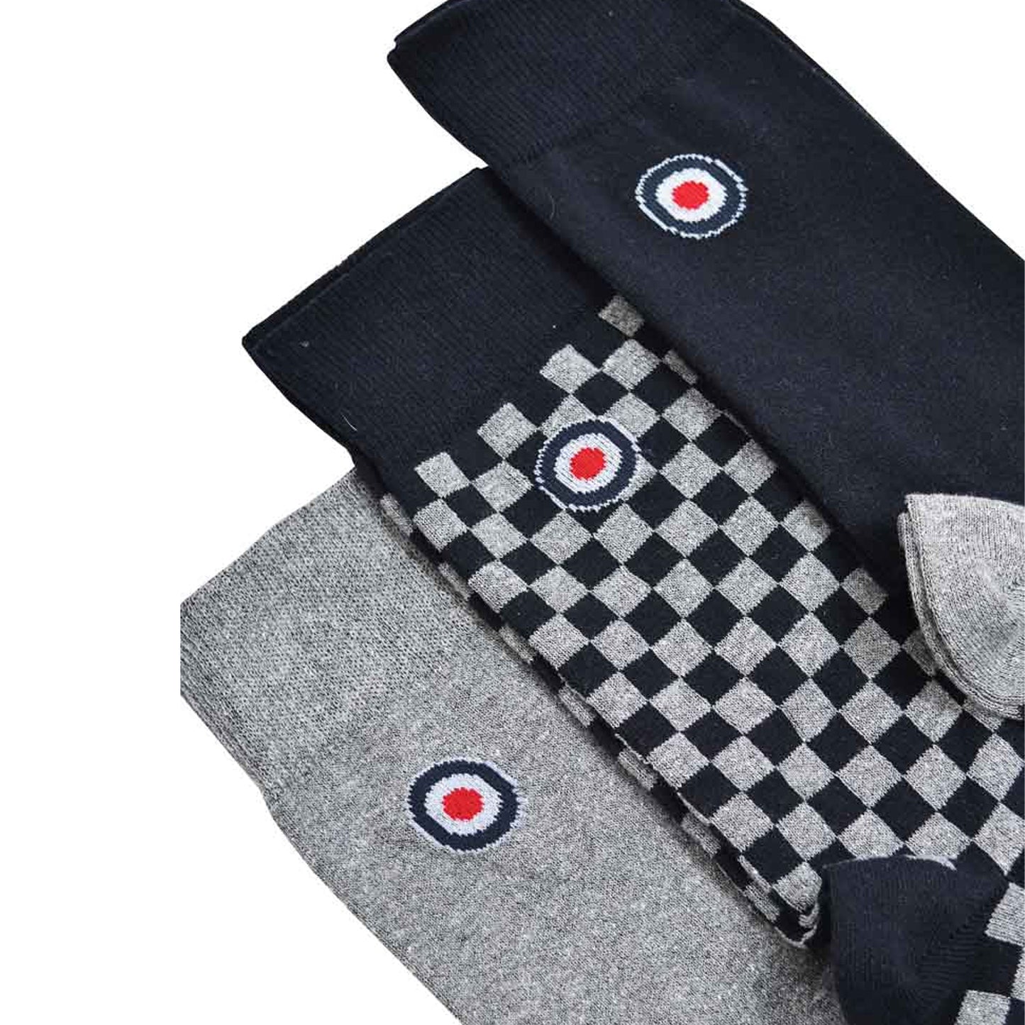 Grey-Navy - Back - Lambretta Mens Checked Socks (Pack of 3)
