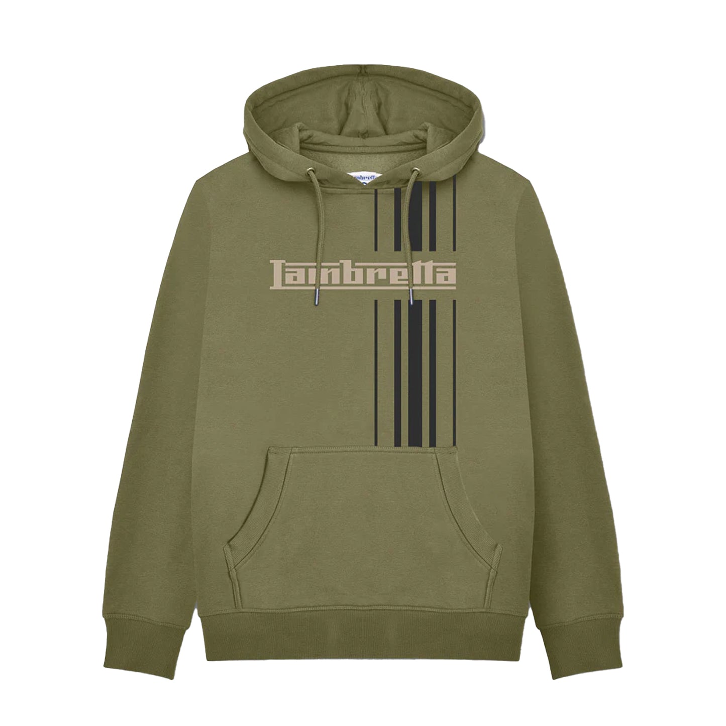 Khaki Green - Front - Lambretta Mens AW25 Striped Hoodie
