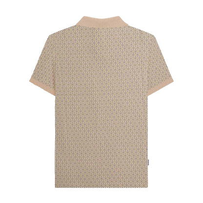 Stone - Back - Lambretta Mens Geometric Circle Big & Tall Polo Shirt