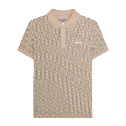 Stone - Front - Lambretta Mens Geometric Circle Big & Tall Polo Shirt