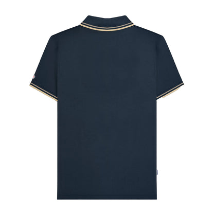 Dark Navy - Back - Lambretta Mens Tipped Big & Tall Polo Shirt