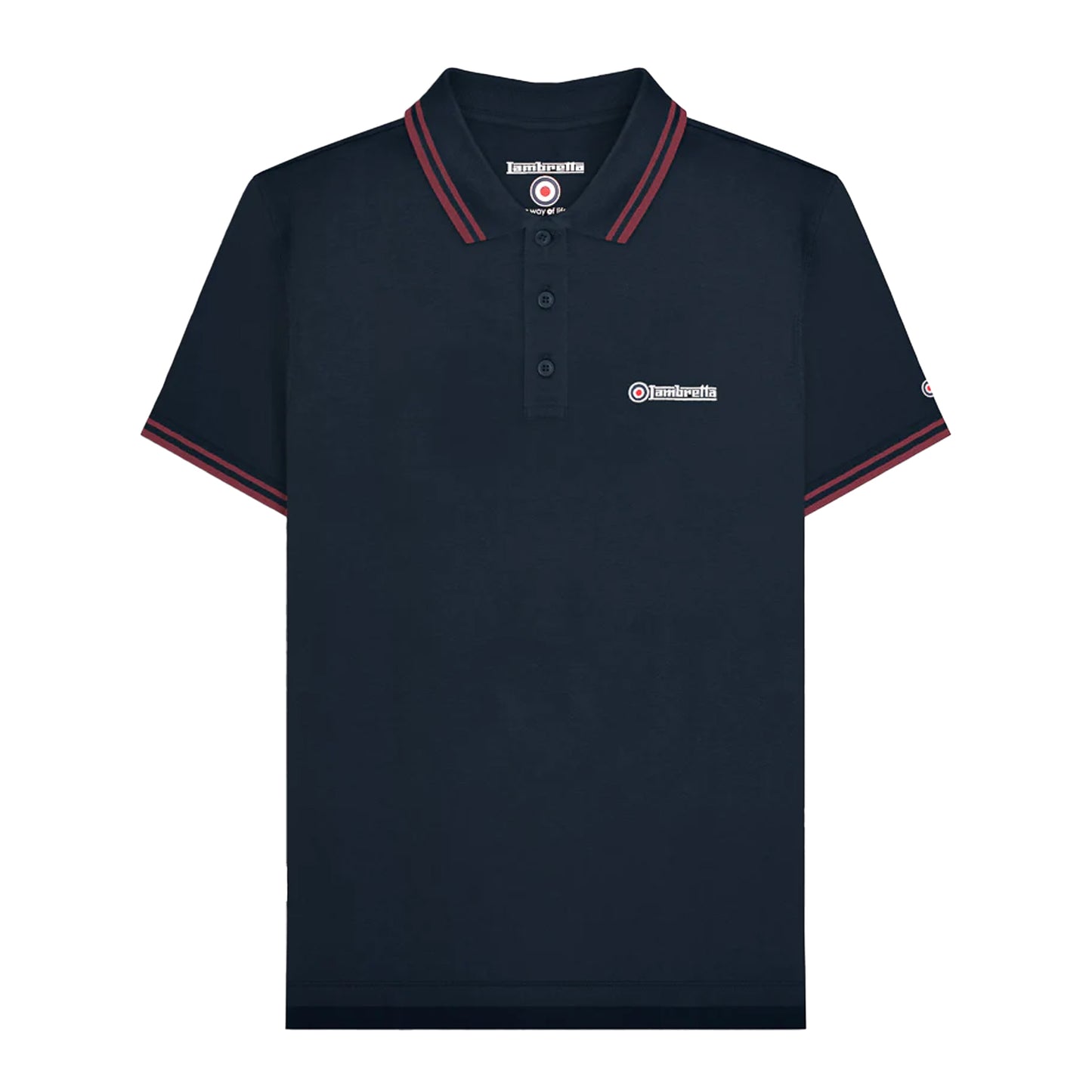 Dark Navy-Burgundy - Front - Lambretta Mens Tipped Big & Tall Polo Shirt