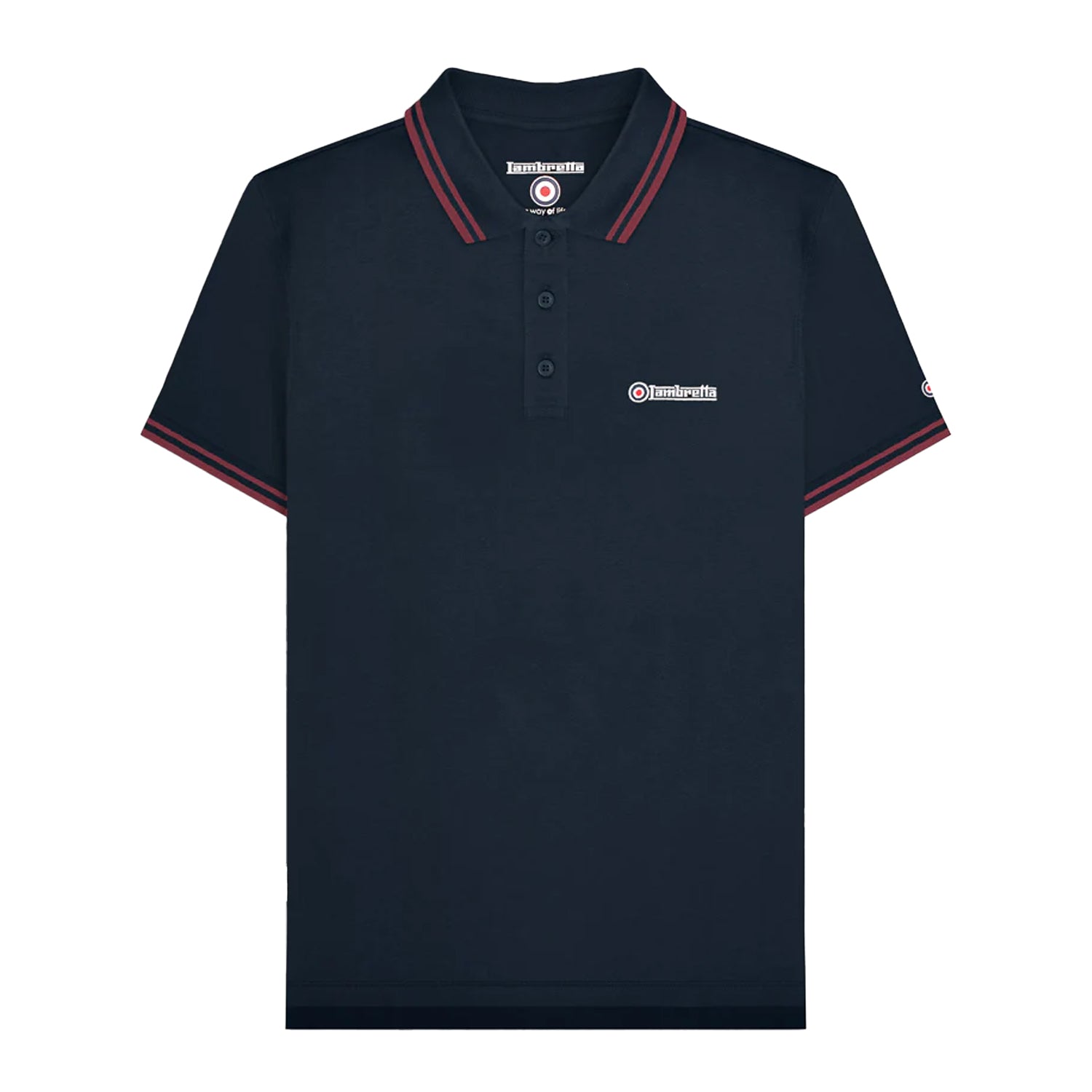 Dark Navy-Burgundy - Front - Lambretta Mens Tipped Big & Tall Polo Shirt