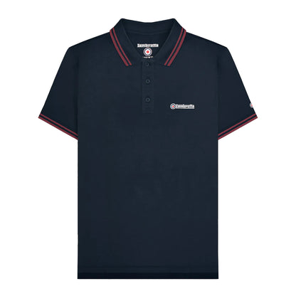 Dark Navy-Burgundy - Front - Lambretta Mens Tipped Big & Tall Polo Shirt