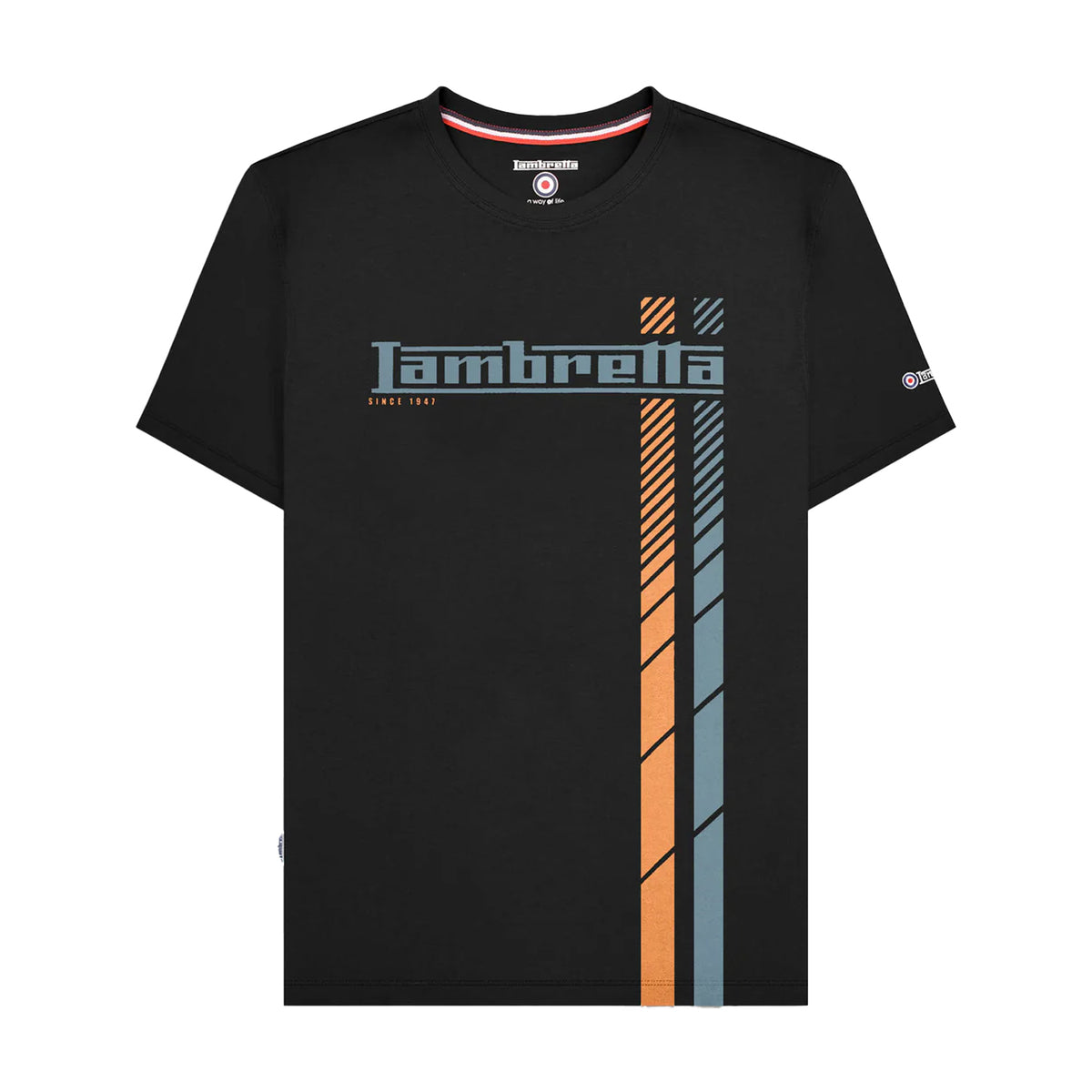 Navy-White-Blue - Front - Lambretta Mens Racing Stripe Big & Tall T-Shirt