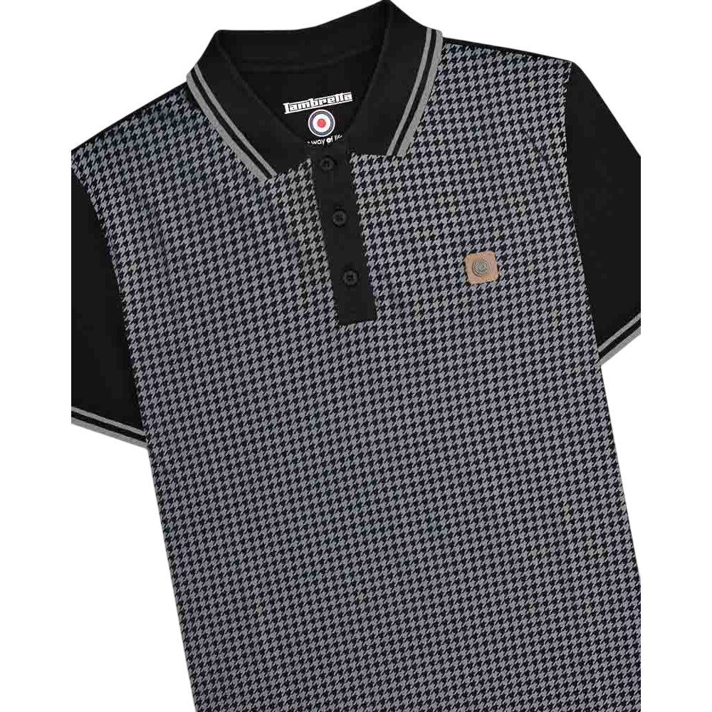 Black-Iron - Side - Lambretta Mens Houndstooth Big & Tall Polo Shirt