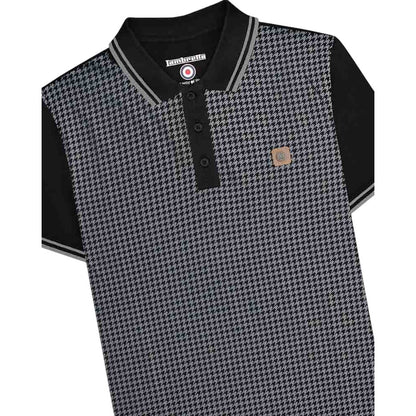 Black-Iron - Side - Lambretta Mens Houndstooth Big & Tall Polo Shirt