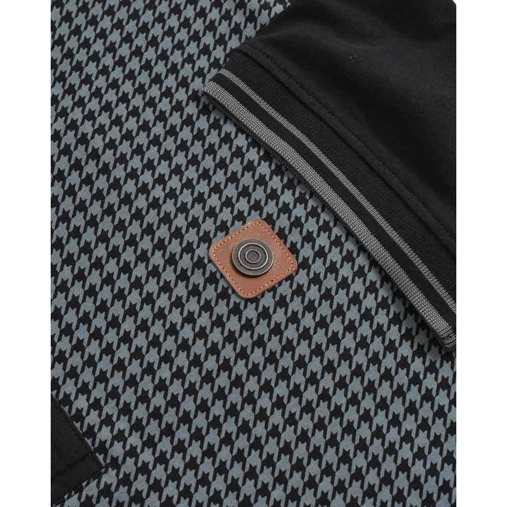 Black-Iron - Pack Shot - Lambretta Mens Houndstooth Big & Tall Polo Shirt