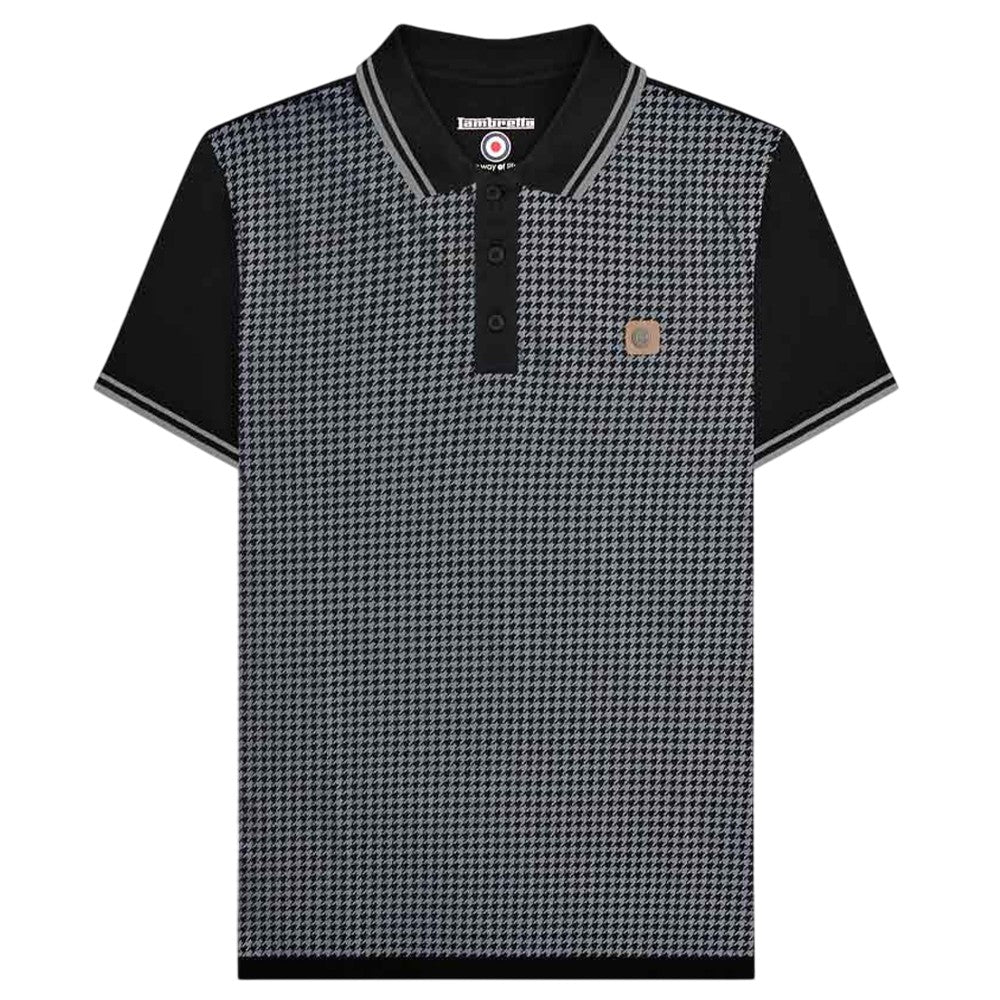 Black-Iron - Front - Lambretta Mens Houndstooth Big & Tall Polo Shirt