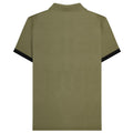 Khaki Green - Back - Lambretta Mens Contrast Panel Vintage Polo Shirt
