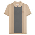 Stone - Front - Lambretta Mens Contrast Panel Vintage Polo Shirt