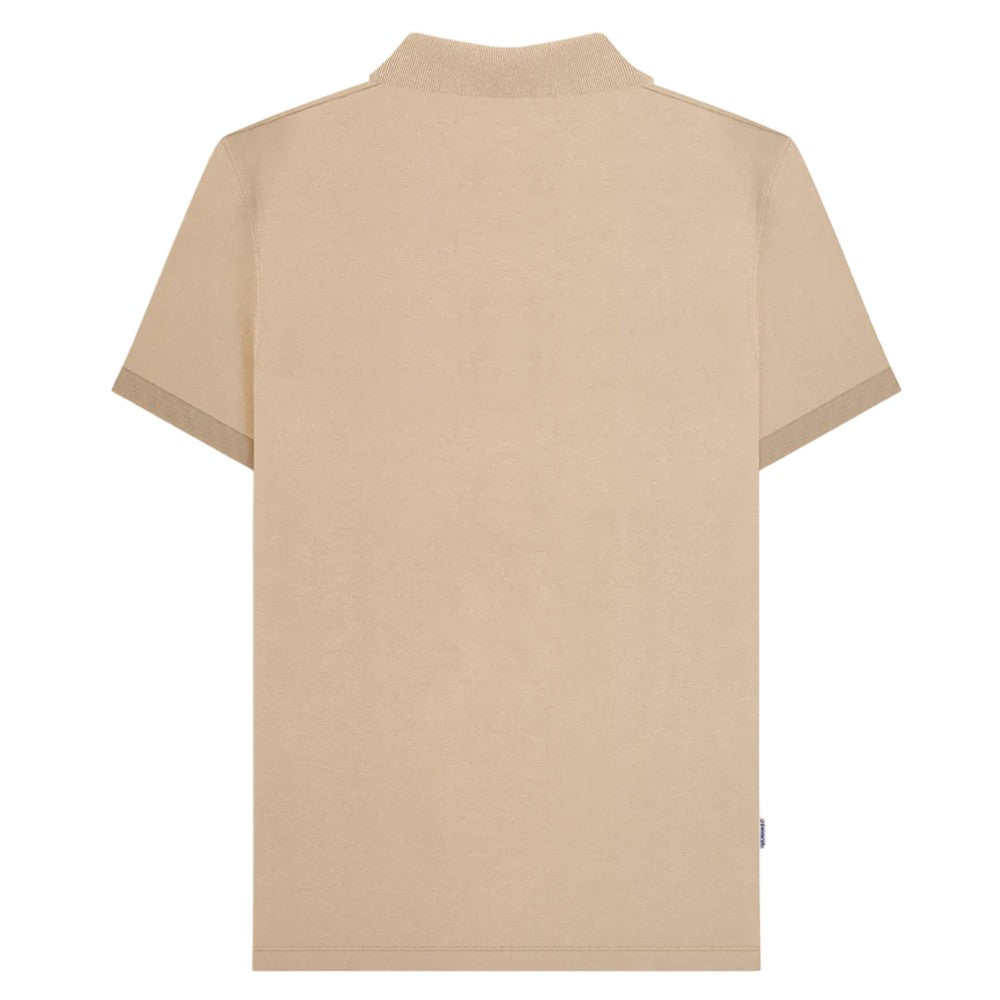 Stone - Back - Lambretta Mens Contrast Panel Vintage Polo Shirt