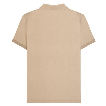 Stone - Back - Lambretta Mens Contrast Panel Vintage Polo Shirt