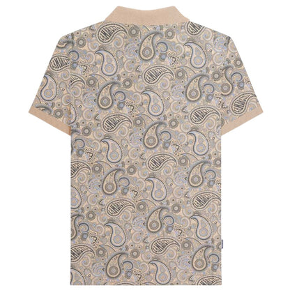 Stone - Back - Lambretta Mens Paisley Polo Shirt