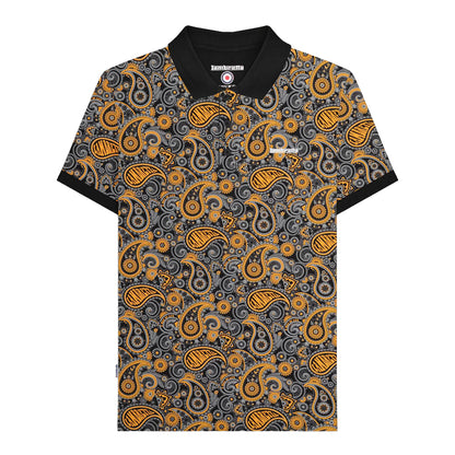 Black-Gold - Front - Lambretta Mens Paisley Polo Shirt