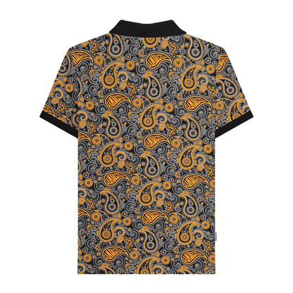 Black-Gold - Back - Lambretta Mens Paisley Polo Shirt