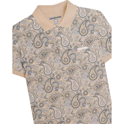 Stone - Side - Lambretta Mens Paisley Polo Shirt