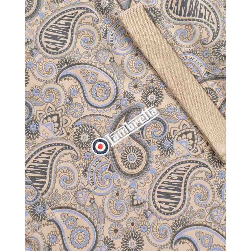 Stone - Pack Shot - Lambretta Mens Paisley Polo Shirt