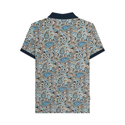Navy-Smoke Blue - Back - Lambretta Mens Paisley Polo Shirt