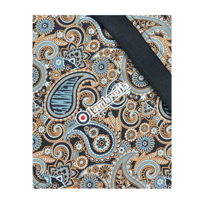Navy-Smoke Blue - Side - Lambretta Mens Paisley Polo Shirt