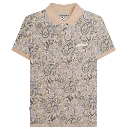 Stone - Front - Lambretta Mens Paisley Polo Shirt