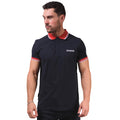 Navy-Red - Close up - Lambretta Mens Contrast Tipped Polo Shirt
