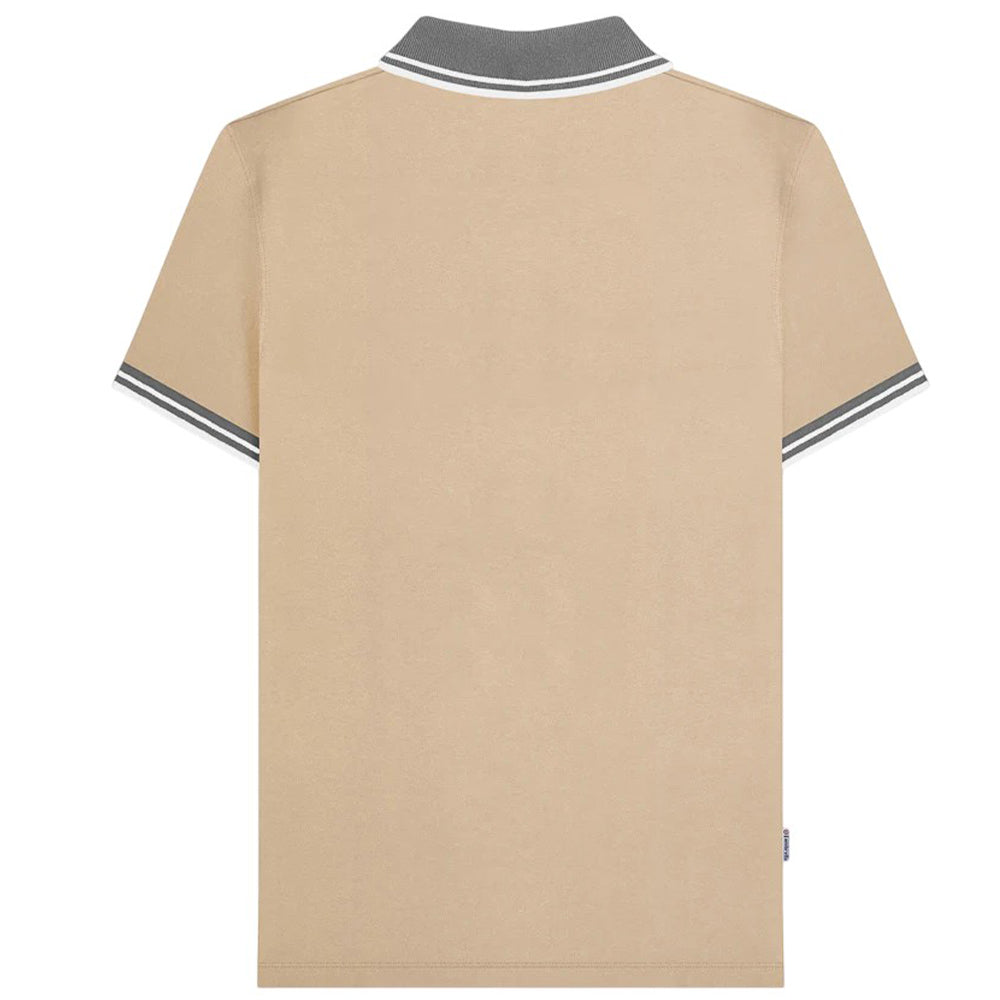 Stone-Iron - Back - Lambretta Mens Contrast Tipped Polo Shirt