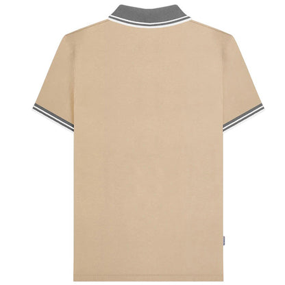 Stone-Iron - Back - Lambretta Mens Contrast Tipped Polo Shirt