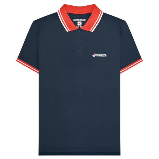 Navy-Red - Front - Lambretta Mens Contrast Tipped Polo Shirt