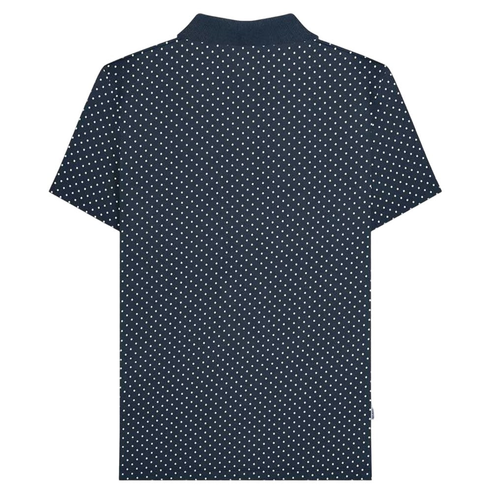 Navy - Back - Lambretta Mens Polka Dot Big & Tall Polo Shirt