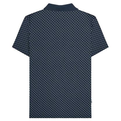 Navy - Back - Lambretta Mens Polka Dot Big & Tall Polo Shirt