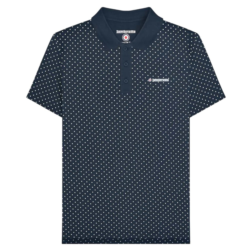 Navy - Front - Lambretta Mens Polka Dot Big & Tall Polo Shirt