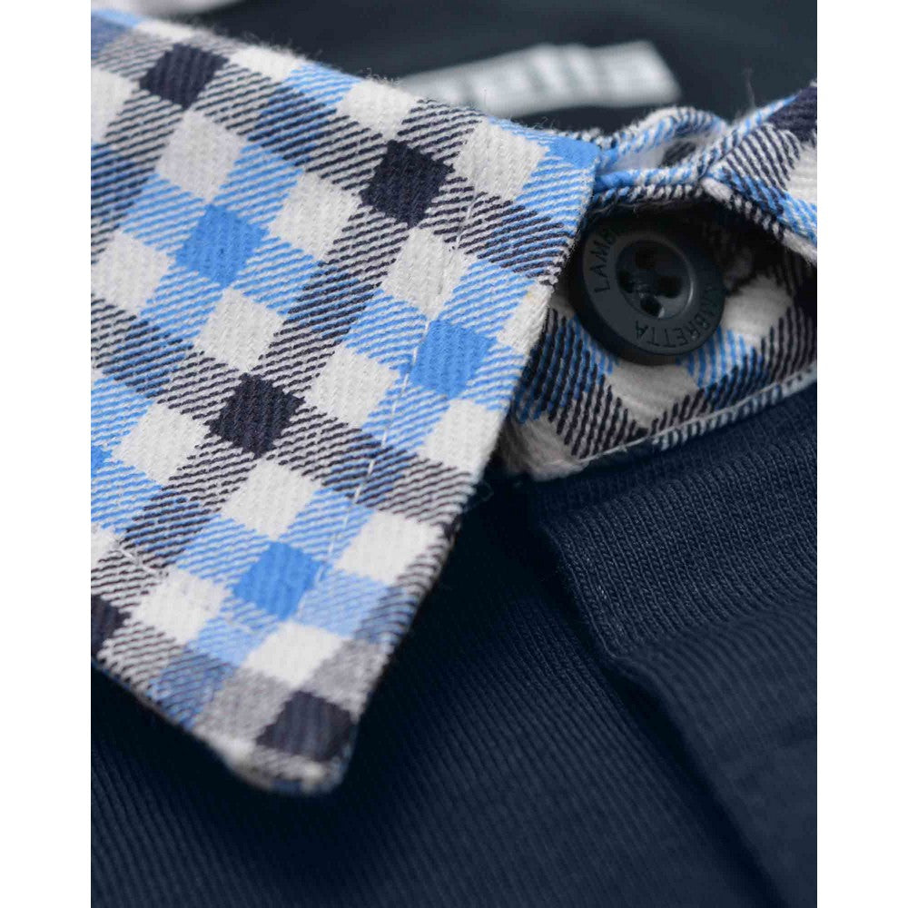 Black - Pack Shot - Lambretta Mens Gingham Collar Big & Tall Polo Shirt