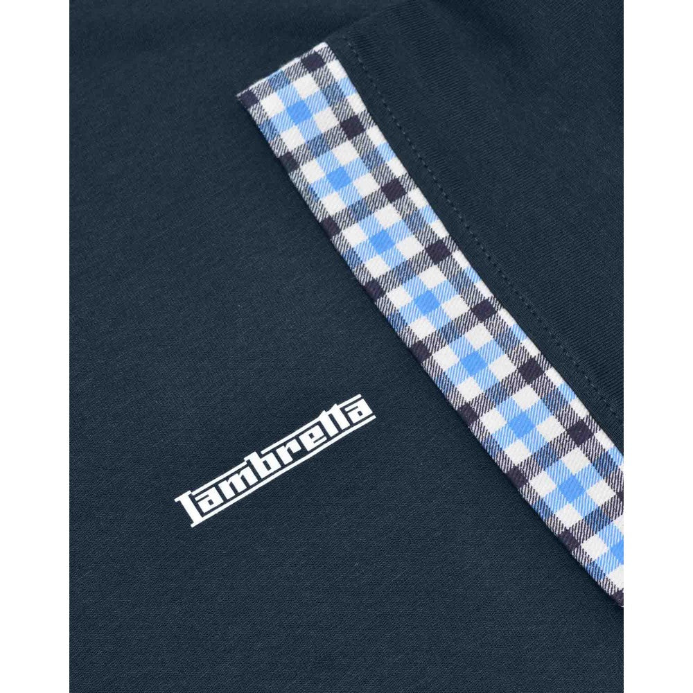 Black - Close up - Lambretta Mens Gingham Collar Big & Tall Polo Shirt