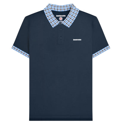 Black - Front - Lambretta Mens Gingham Collar Big & Tall Polo Shirt