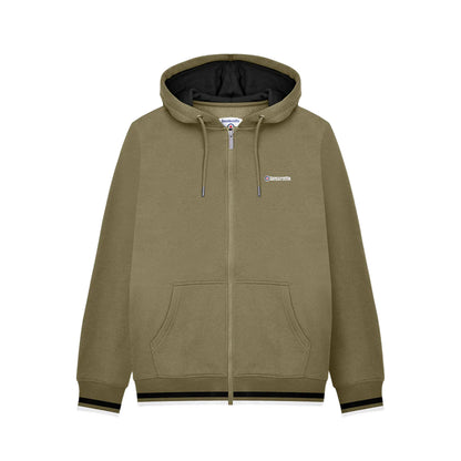 Khaki Green-Black - Front - Lambretta Mens Full Zip Hoodie