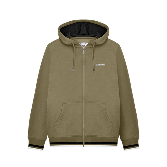 Khaki Green-Black - Front - Lambretta Mens Full Zip Hoodie