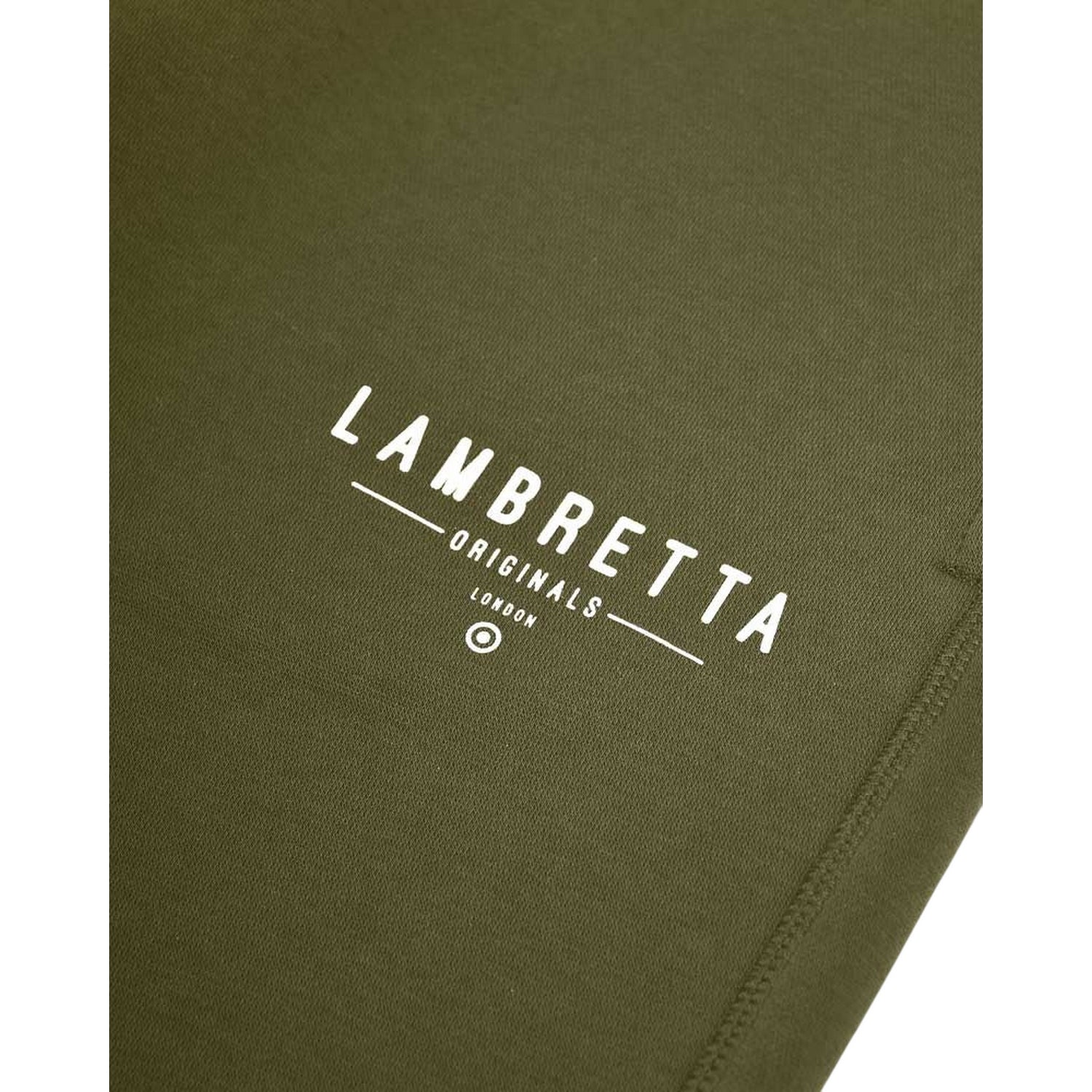 Khaki Green - Side - Lambretta Mens Logo Slim Leg Jogging Bottoms