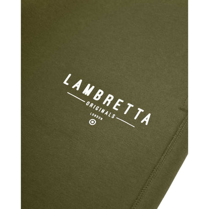 Khaki Green - Side - Lambretta Mens Logo Slim Leg Jogging Bottoms