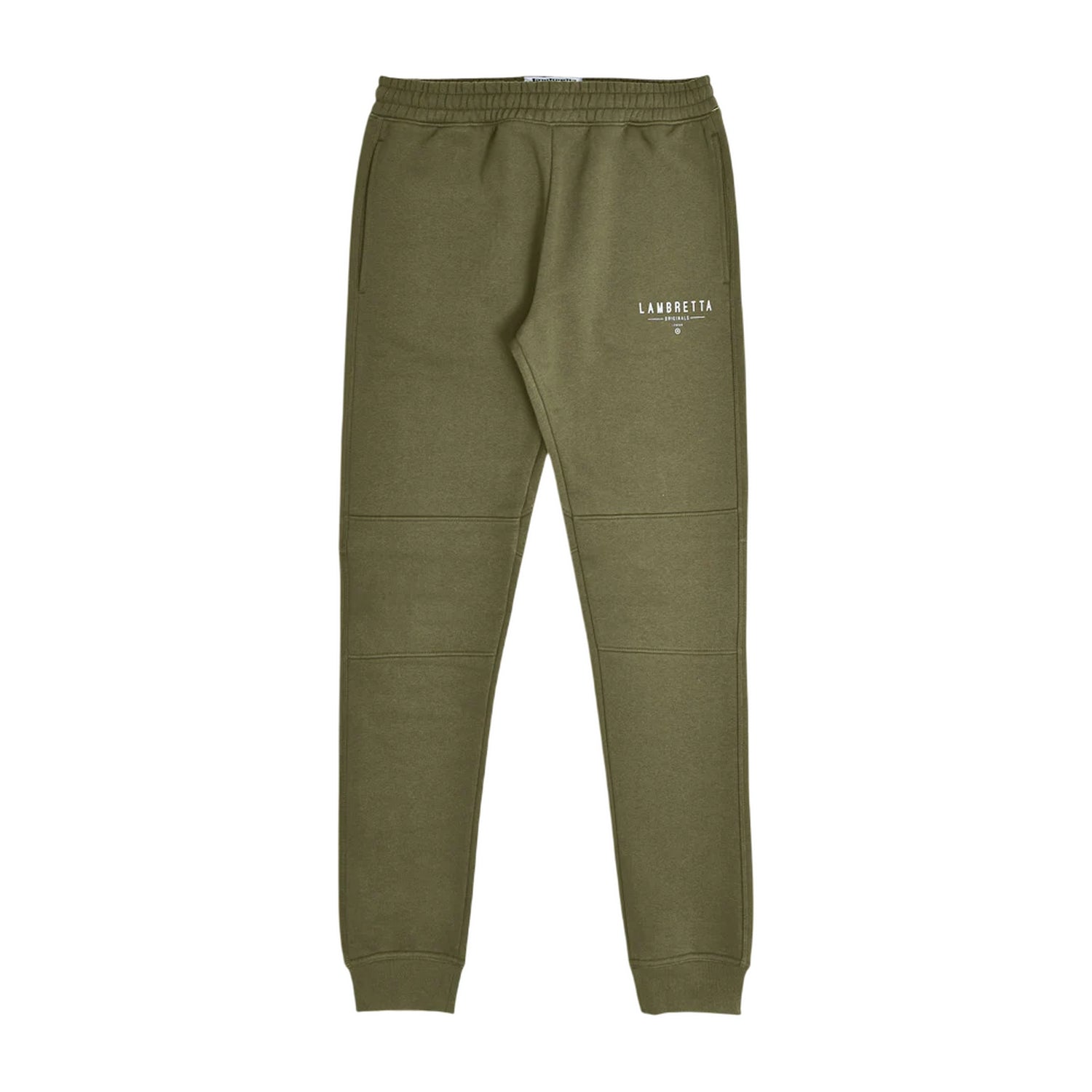 Khaki Green - Front - Lambretta Mens Logo Slim Leg Jogging Bottoms