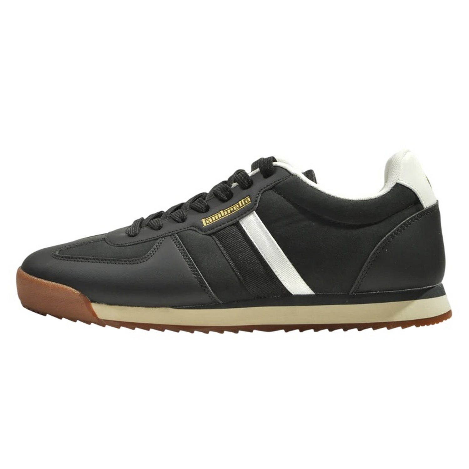 Black-White - Side - Lambretta Mens Diego Trainers