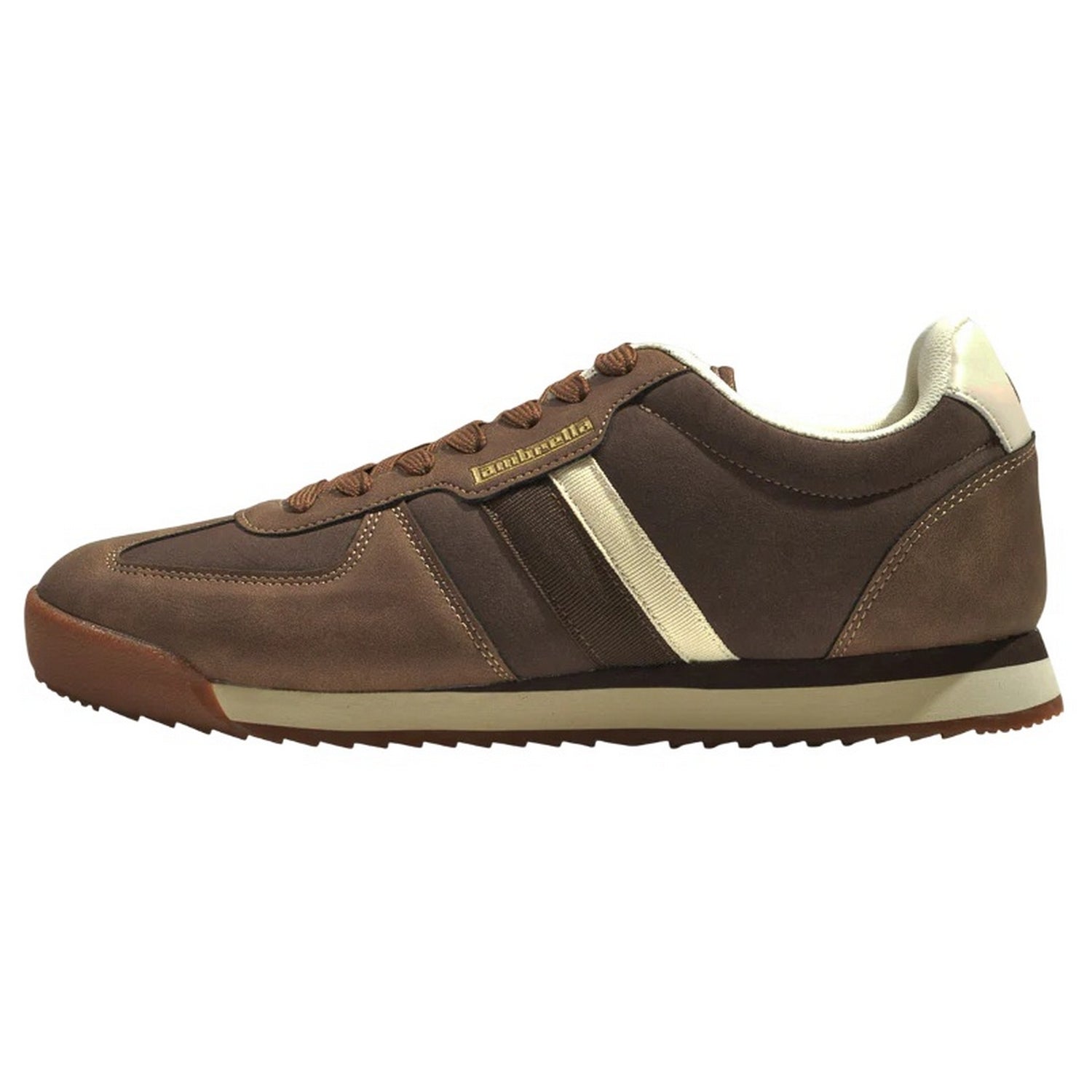 Chocolate-Cream - Side - Lambretta Mens Diego Trainers