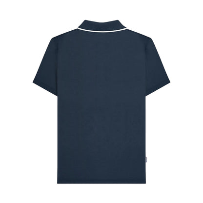 Navy - Back - Lambretta Mens Gingham Polo Shirt