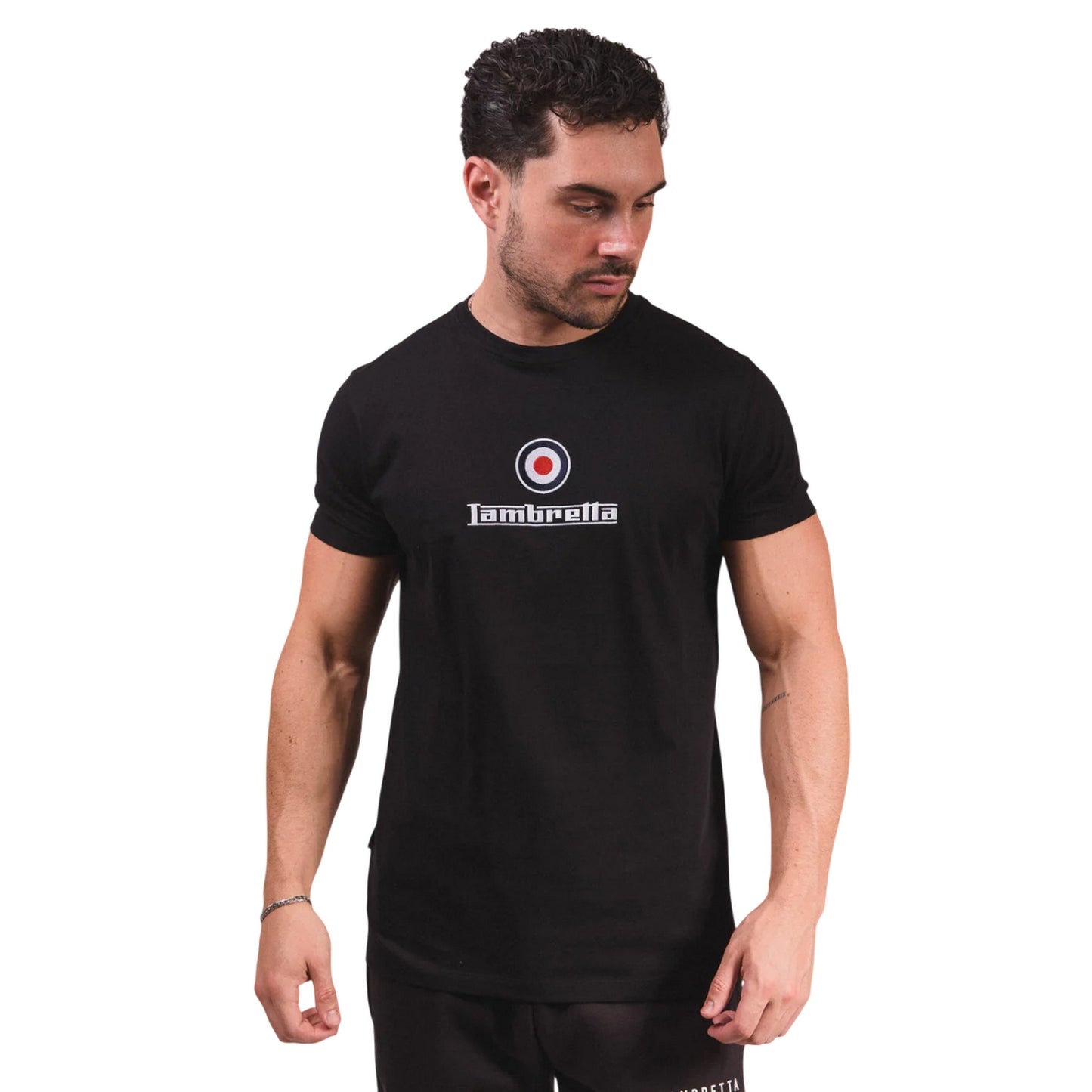 Black - Side - Lambretta Mens Logo T-Shirt