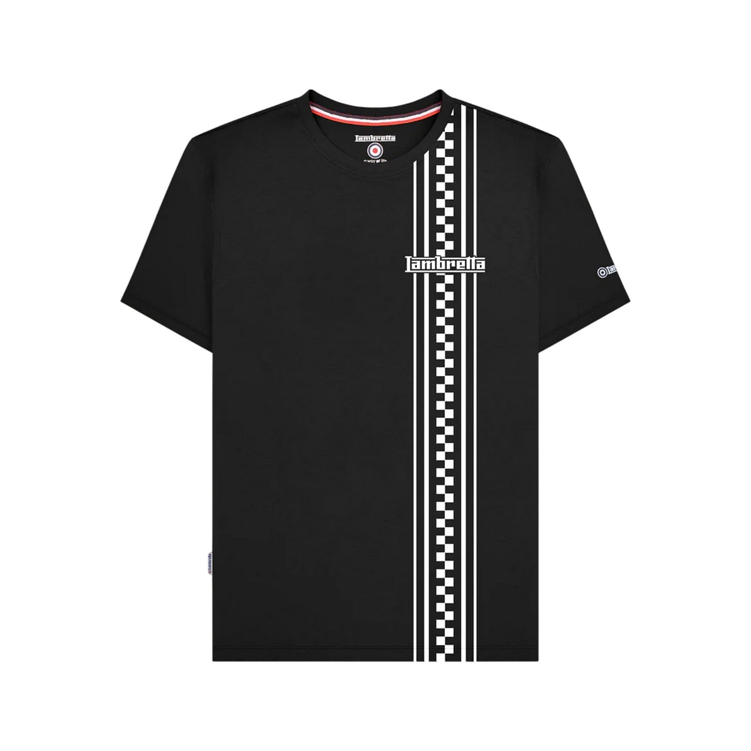 Black - Front - Lambretta Mens Striped Two Tone T-Shirt