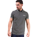 Navy-Basil - Side - Lambretta Mens Geometric Polo Shirt