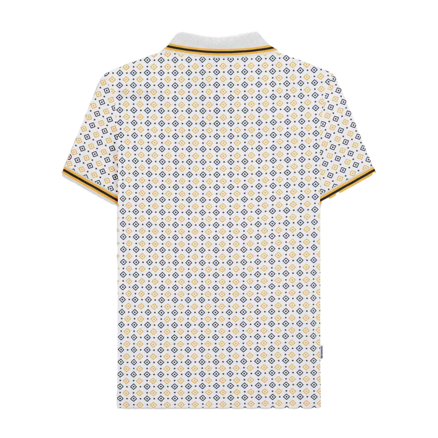 White-Navy-Smoke Blue - Back - Lambretta Mens Geometric Polo Shirt