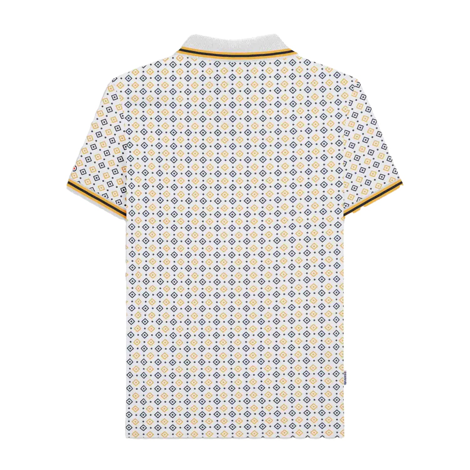 White-Navy-Smoke Blue - Back - Lambretta Mens Geometric Polo Shirt