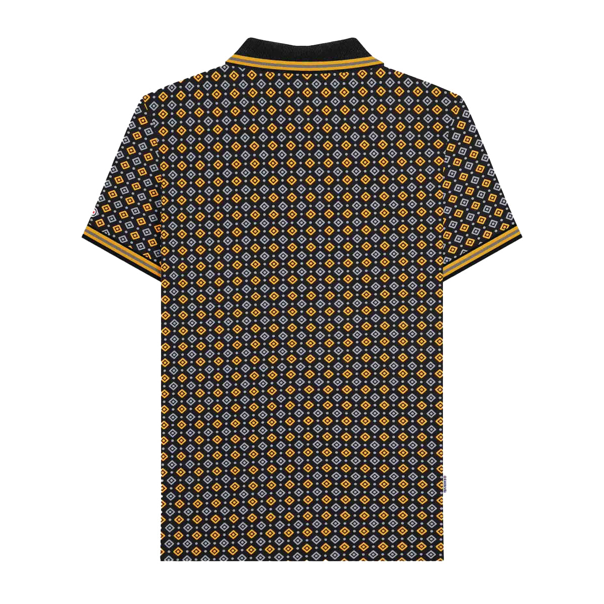 Black-Gold - Back - Lambretta Mens Geometric Polo Shirt