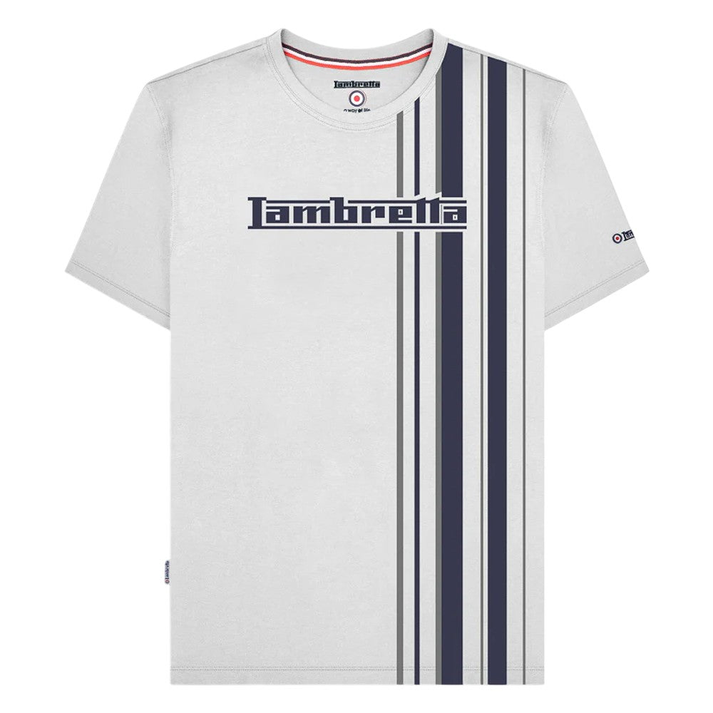White-Navy-Grey - Front - Lambretta Mens Racing Stripe T-Shirt